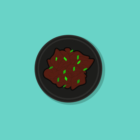 Delicious Bulgogi vector illustration from top view, South Korea dish vectorのイラスト素材