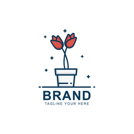 plant logo design combined with garden, vectorのイラスト素材