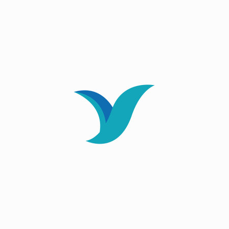 Y Letter Wings Logo Design Icon. Flying Wing Letter Logo with Creative Black Wing Concept.のイラスト素材