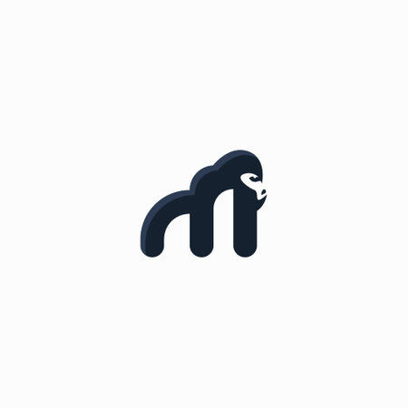 gorilla logo, icon animal, letter Mのイラスト素材