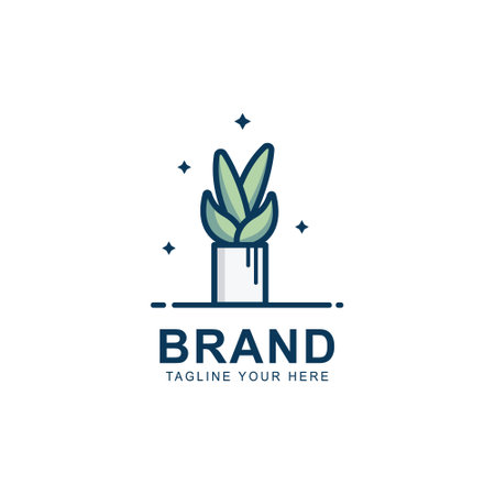 plant logo design combined with garden, vectorのイラスト素材