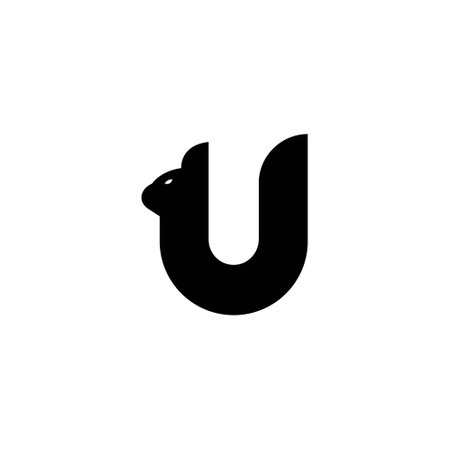 the fox forms the letter U logo designのイラスト素材