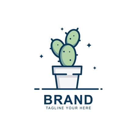 plant logo design combined with garden, vectorのイラスト素材