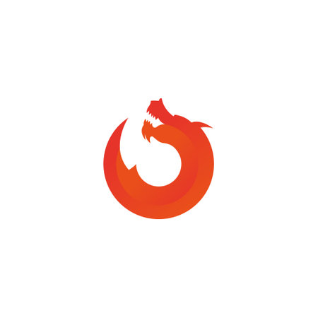 O letter logo with dragon icon illustration designのイラスト素材