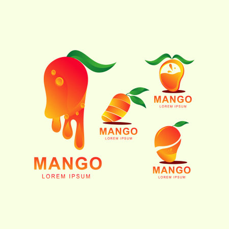 Manggo fruits logo set icon. fruits logo vector illustration.のイラスト素材