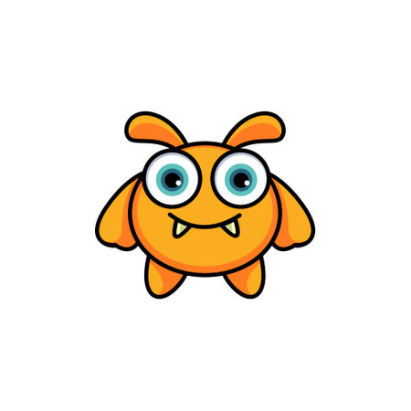 Cartoon monster wearing glasses. Vector illustration of smart monster. Children party decoration or print designのイラスト素材