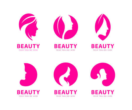 Set collection of beauty women logo for salon icon. Women fashion logoのイラスト素材