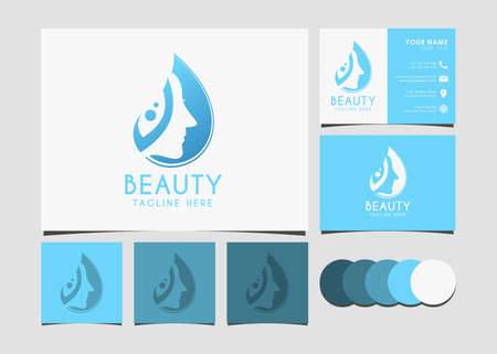 Abstract women logo design for fashion business logo with mockup id card.のイラスト素材