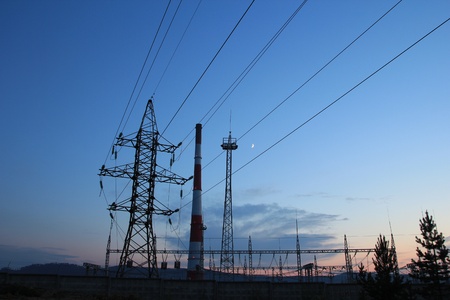 Power lines at sunset 