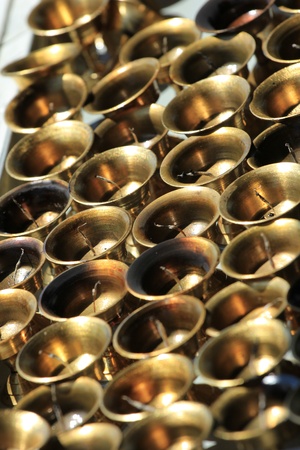 Lamps in a Buddhist temple の写真素材