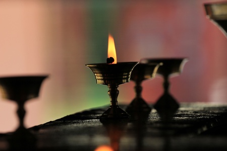 Lamps in a Buddhist temple の写真素材