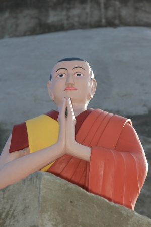 Sculpture of a Buddhist monkの写真素材