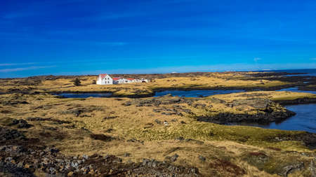 Houses at Schnellstra on Iceland, direction Keflavik Airport.