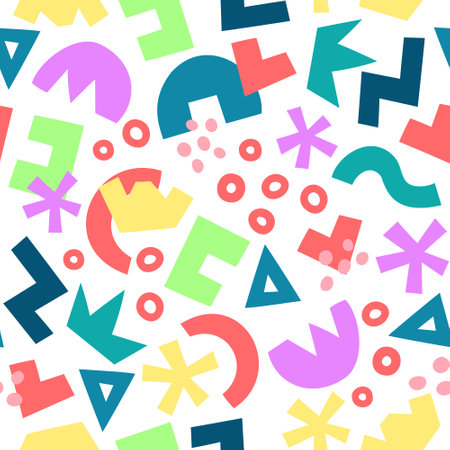 Decorative seamless pattern with colorful abstract geometric shapesのイラスト素材