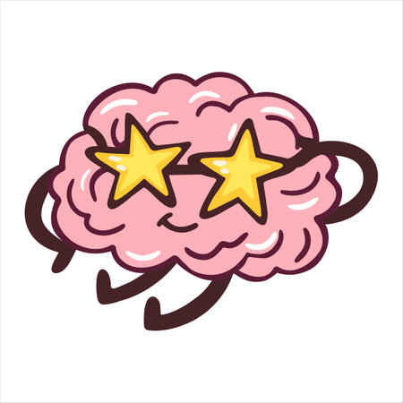 Illustration of funny character cartoon brain chilling