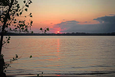 Sunset on the bank of Volgaの写真素材