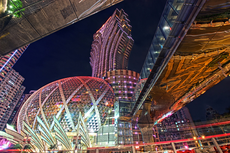 Downtown Macau at nightの写真素材