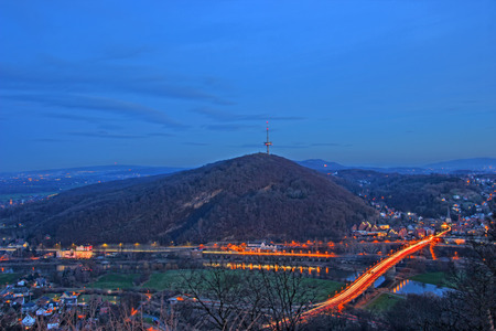 Porta Westfalica at nightの写真素材