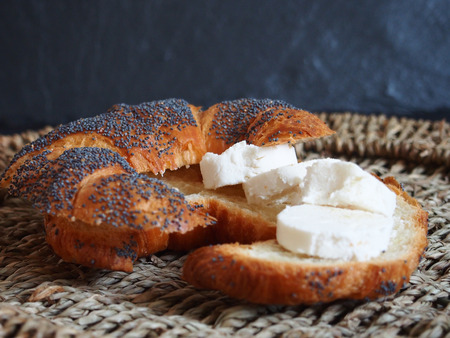 French croissant with cheeseの写真素材
