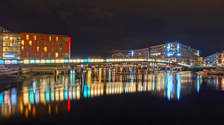 Verftsbrua or flower bridge in the center of Trondheim in Norwayの写真素材