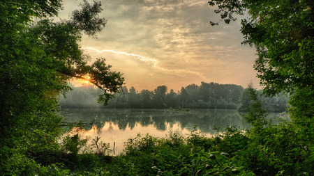 Dreiecksweiher nature reserve near Duesseldorf in Germanyの写真素材
