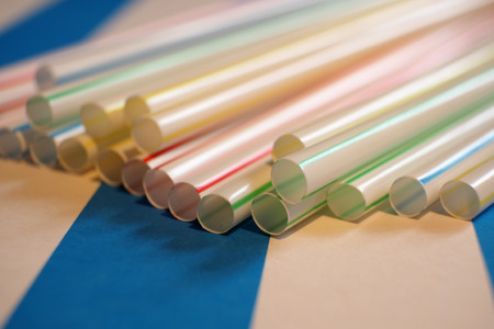 Drinking straws in different colorsの写真素材