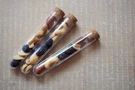 Trail mix in test tubes