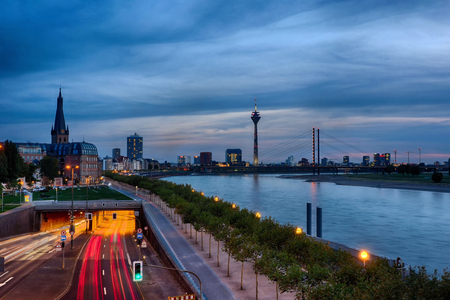 Duesseldorf by the river Rhineの写真素材