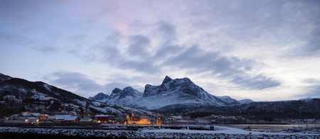 Sunrise in Ornes in Norwayの写真素材