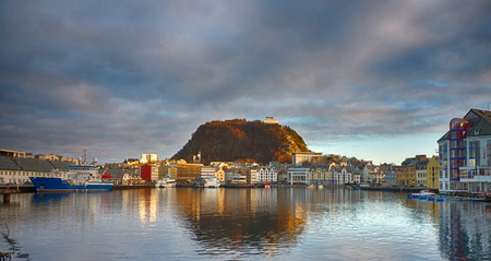 Aksla mountain in Alesund in Norwayの写真素材