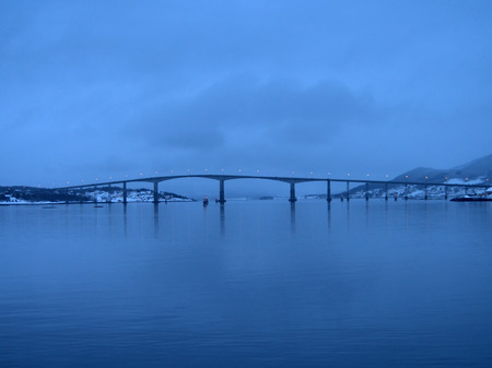 Gisundbrua bridge in Finnsnes in Norwayの写真素材