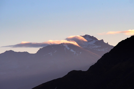 Norwegian mountain landscape in winterの写真素材