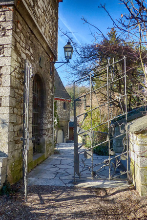 Castle road and gate in Stolberg, Rhinelandの写真素材