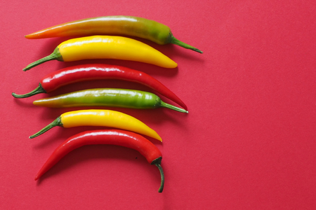 Mixed chillies in different colorsの写真素材