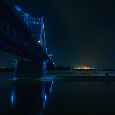 Historical Rhine bridge in Uerdingenの写真素材