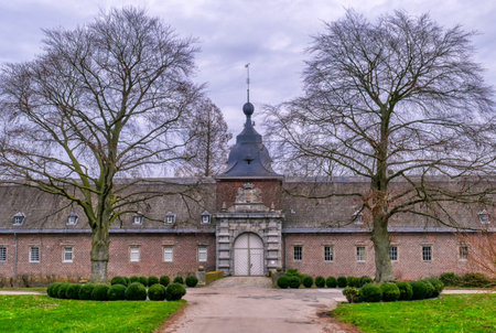 Moated castle and trees in Angermundのeditorial素材