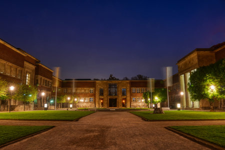 Historical museum in Duesseldorf at nightのeditorial素材