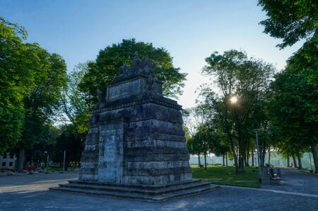 Park by the Rhine harbor in Emmerichの写真素材