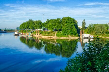 View into the Rhine harbor of Emmerichの写真素材