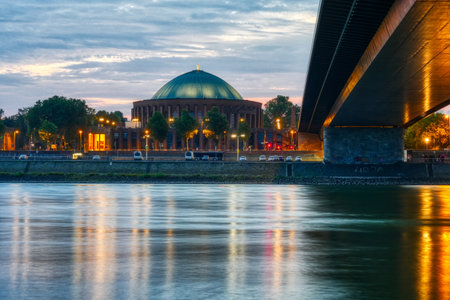 Concert hall and bridge in Dusseldorfのeditorial素材