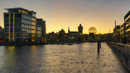 Phoenixsee and historical building in Dortmund Hoerdeのeditorial素材