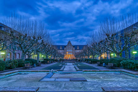 Place in downtown Oberhausen at nightの写真素材