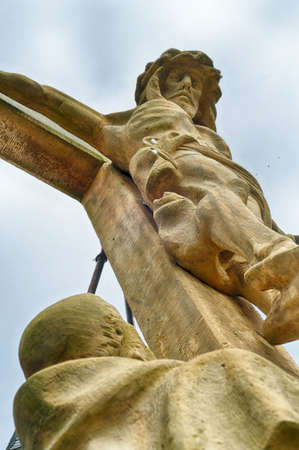 Religious statue at a historical monastery in Warburgの写真素材