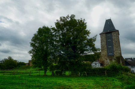 Medieval city gate tower in Blankenbergの写真素材