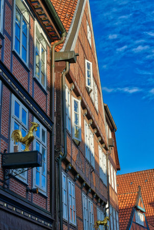 Historical half-timbered facade in the old center of Stadeのeditorial素材