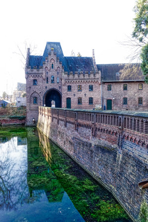Beautiful historical moated castle in Bergheim, Paffendorfのeditorial素材