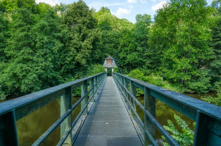 River Lahn and historical bridge in Weilburgの写真素材