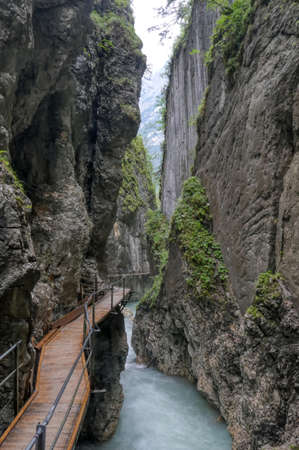 Hiking in the Leutasch gorge near Mittenwaldの写真素材