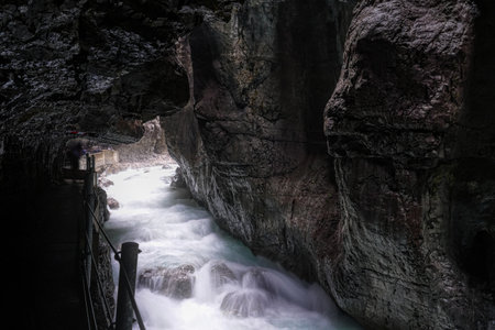 Path in the Partnach gorge near Garmisch-Partenkirchenの写真素材