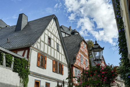 Historical half-timbered houses in the old center of Diez by the river Lahn